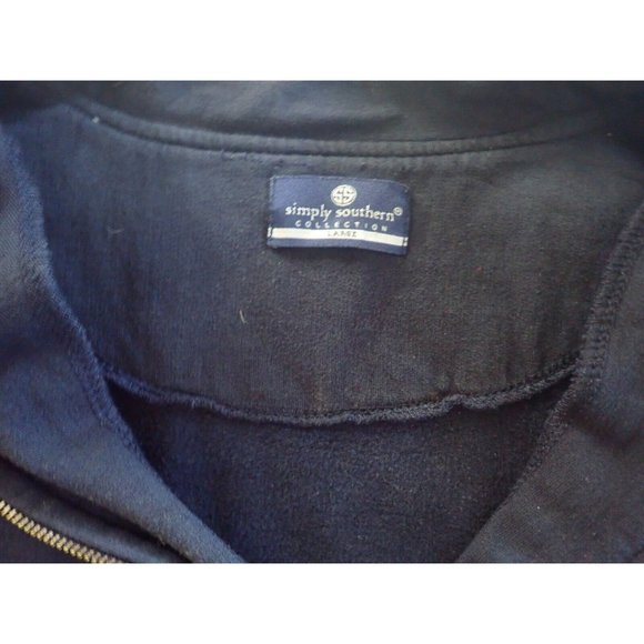 Simply Southern Women’s Size L Long Sleeve 1/4 Zip Sweatshirt Elbow Patch Preppy - Picture 7 of 9